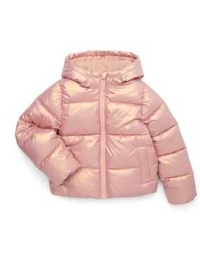 Swiss Tech Metallic Rose Puffer Jacket with Plush Lining